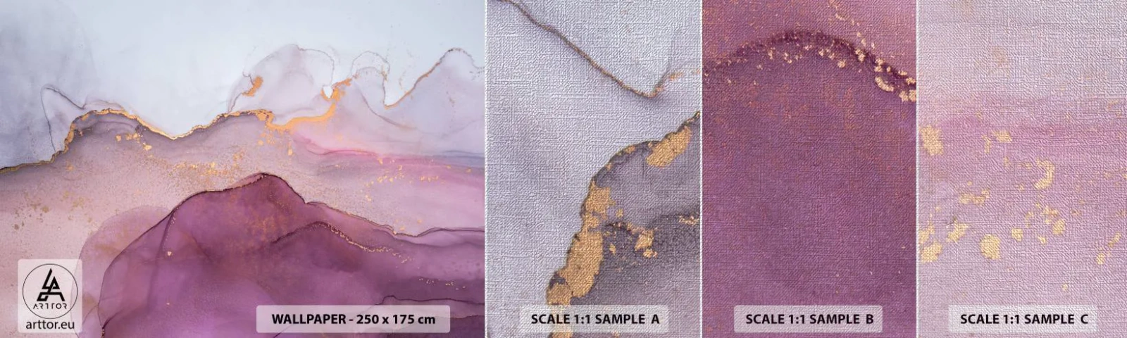 Vzor Fototapety Premium Canvas - Fialové a lilové vlny - Abstrakce, Kus, Moderní umění. - 100x30 cm