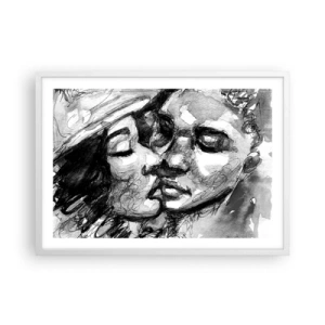 Plakát v bílém rámu - Něžný okamžik - 70x50 cm