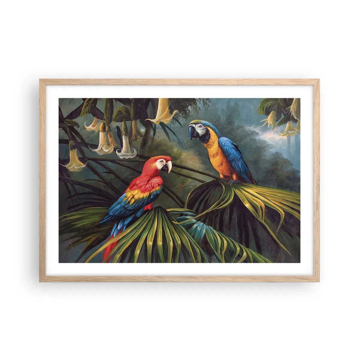 Plakát v rámu světlý dub - Romantismus v tropech - 70x50 cm