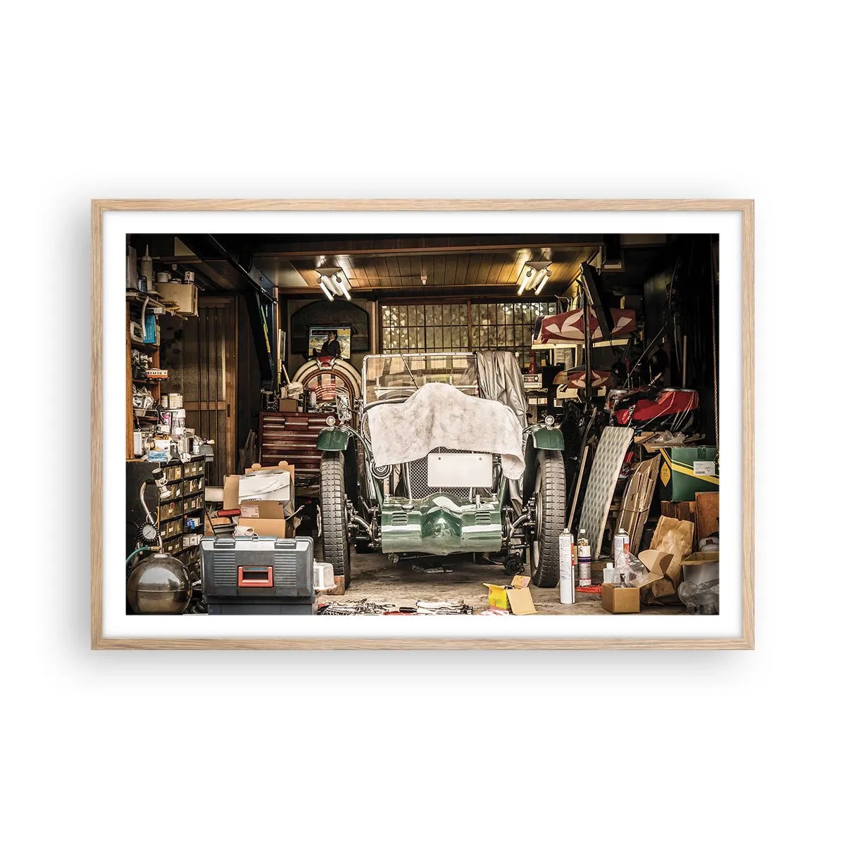 Plakát v rámu světlý dub - Zpět do minulosti - 91x61 cm