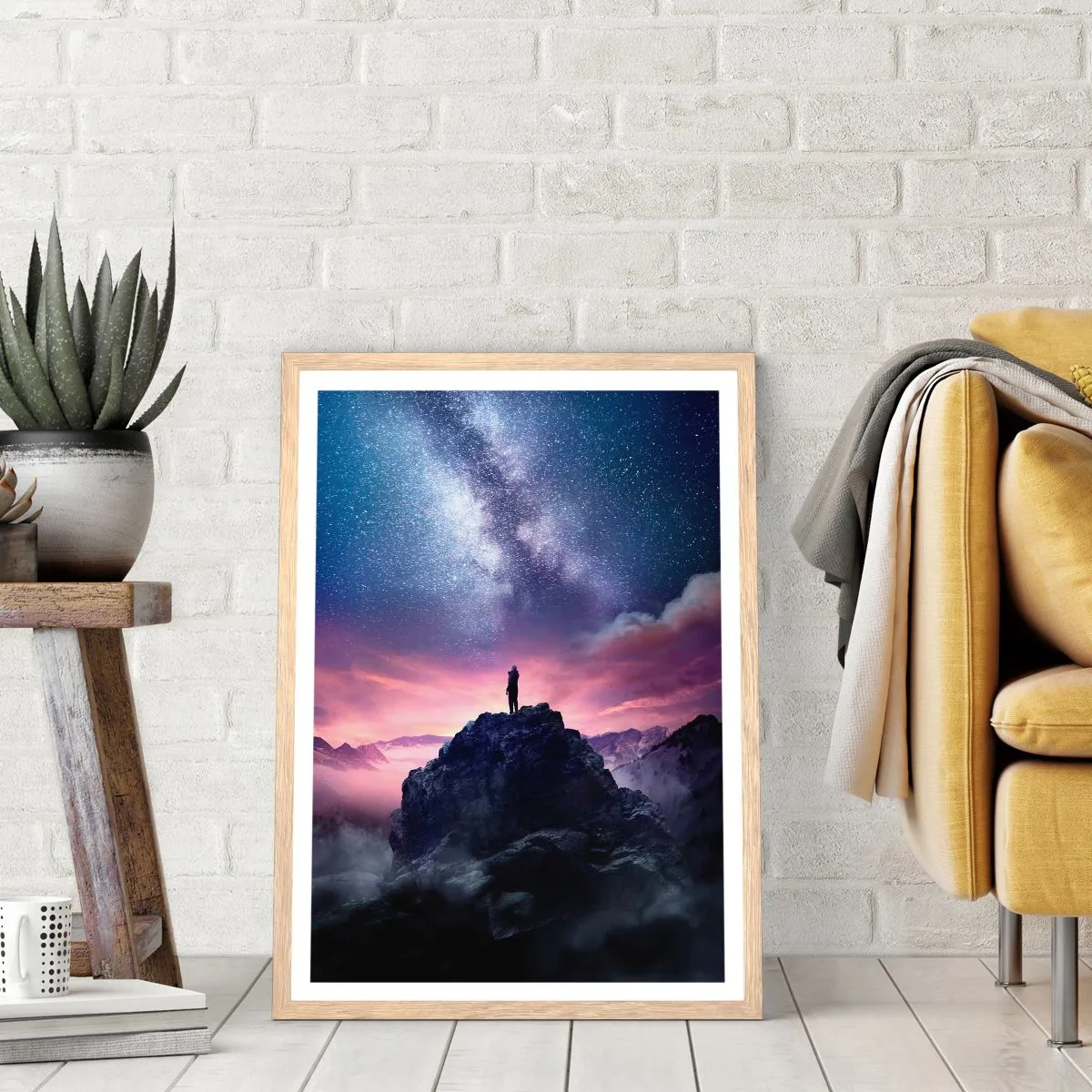 Plakát v rámu světlý dub - A pocítil život - 50x70 cm