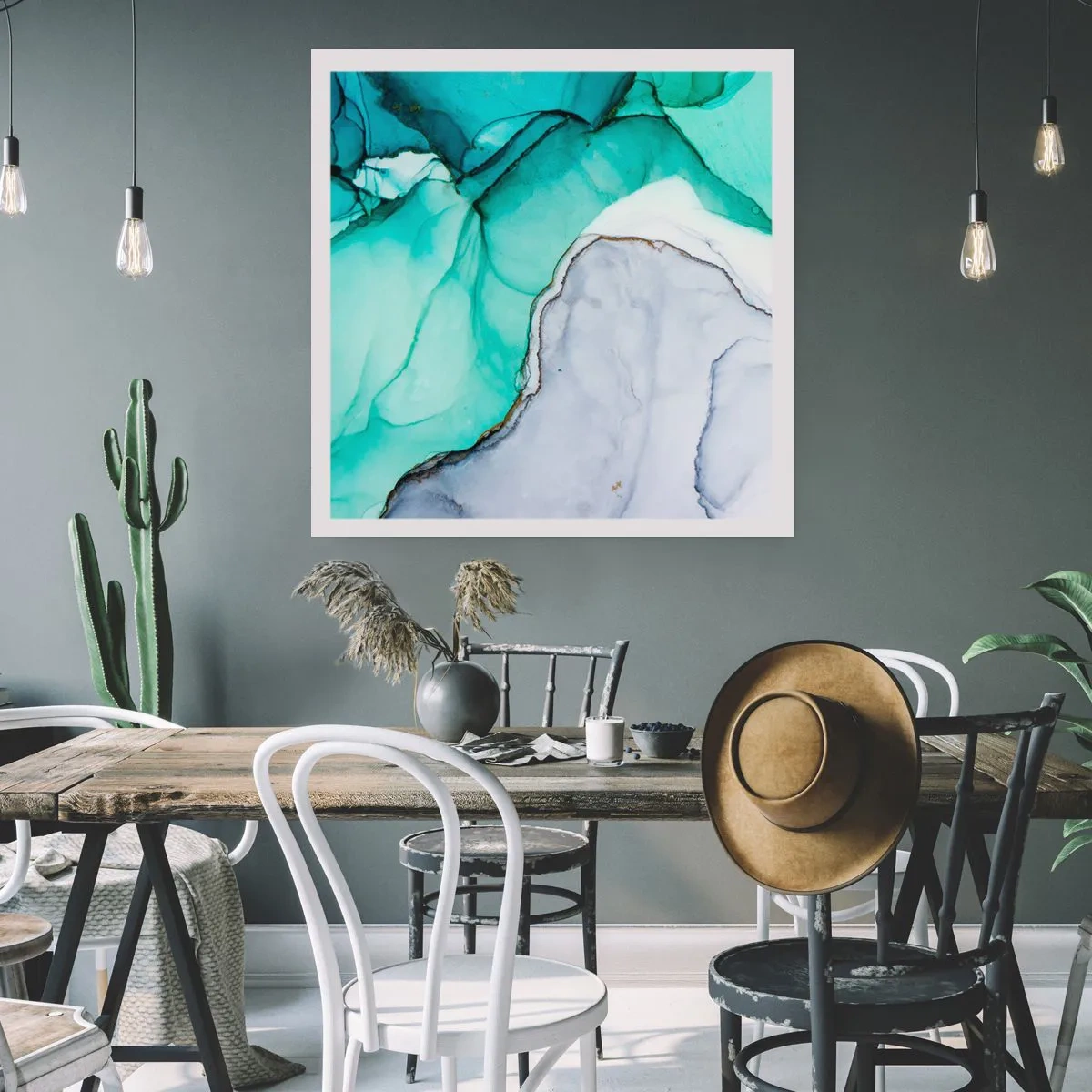 Plakát - Studie v tyrkysové - 30x30 cm
