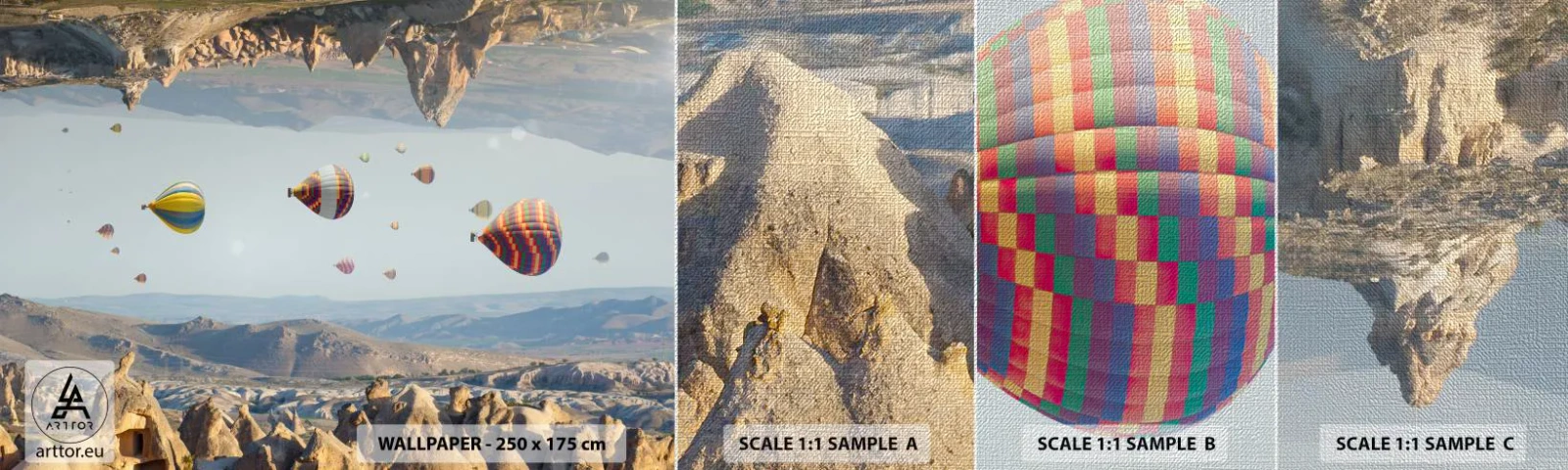 Vzor Fototapety Premium Canvas - Zde je možné vše - Abstrakce, Balónky, Krajina - 100x30 cm