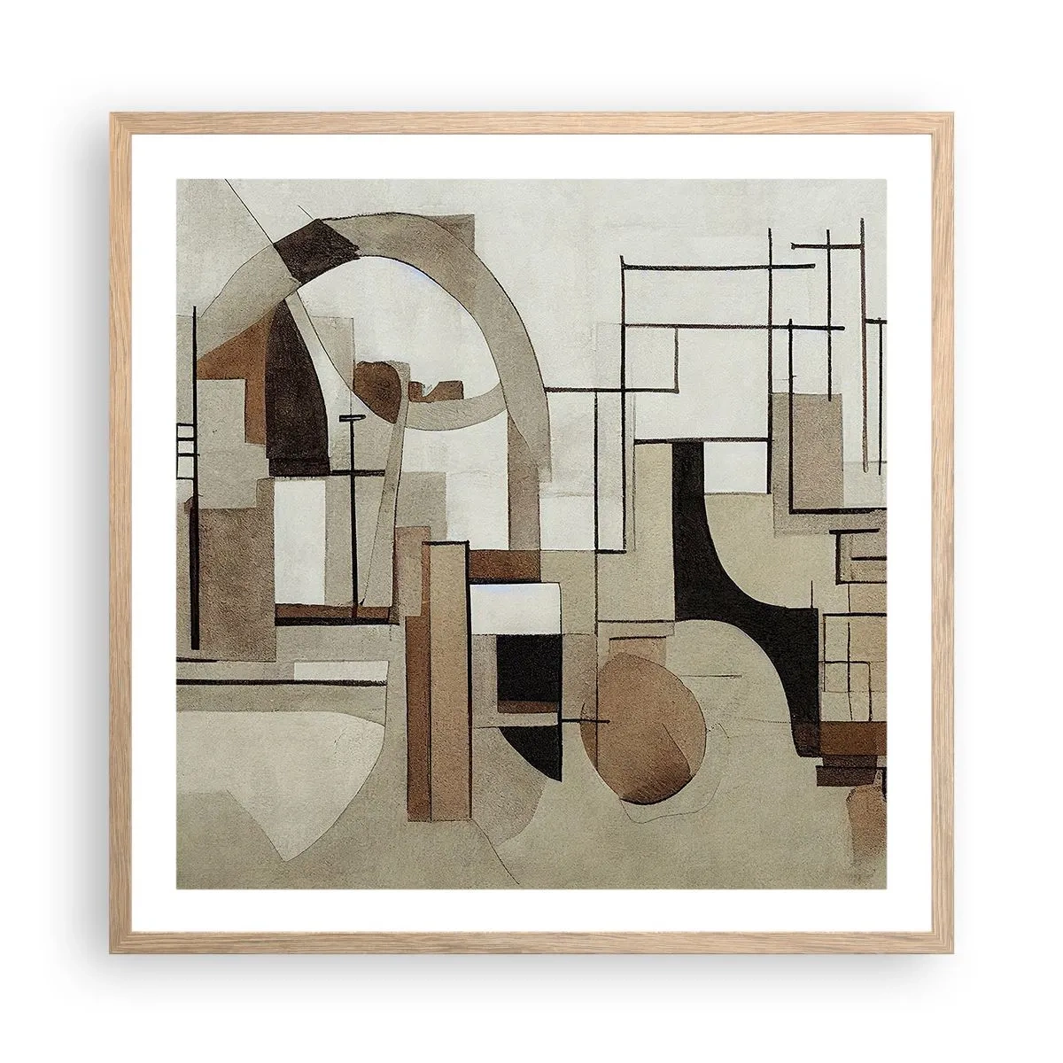 Plakát v rámu světlý dub - Městská krajina 2.0 - 60x60 cm