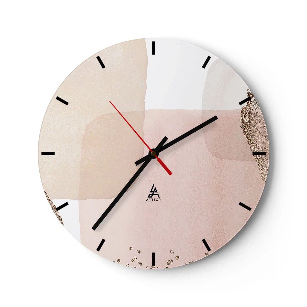 Nástěnné hodiny - Geometrická kompozice pastelových bloků s lesklými akcenty. - 30x30cm - Pohled skrze barvy - Moderní nástěnná dekorace do obývacího pokoje, kuchyně a ložnice ARTTOR