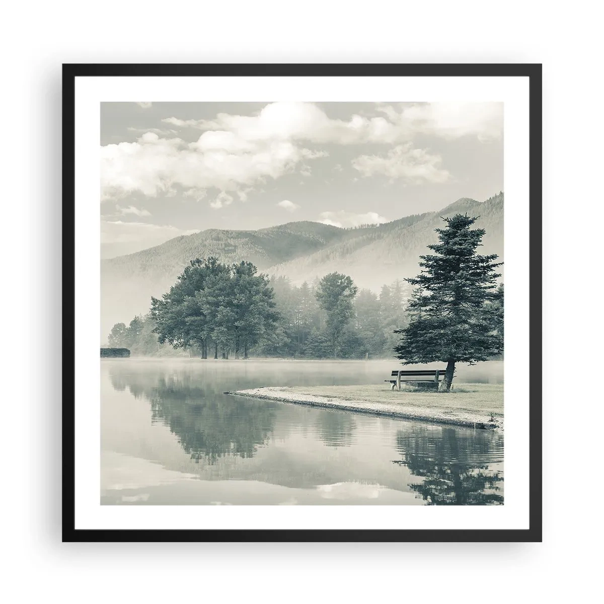 Plakát v černém rámu - Jezero ještě spí - 60x60 cm