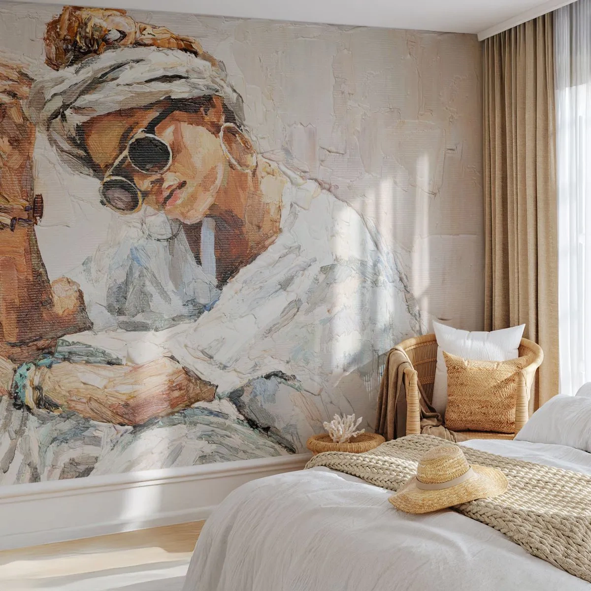 Fototapeta Standard Eco - Portrét v plném slunci - Portrét, Boho, Olej - 150x105 cm