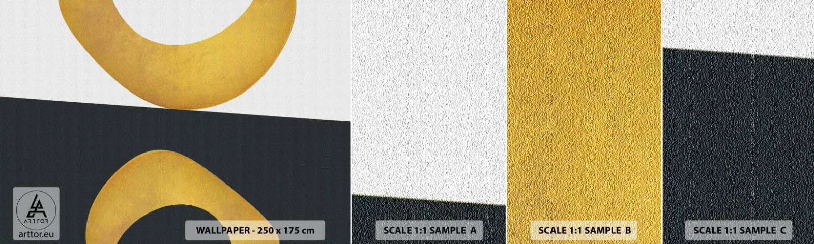 Fototapeta Vzorek Standard Eco - Zaprvé: zlato - Abstrakce, Tvary, Kola - 100x30 cm