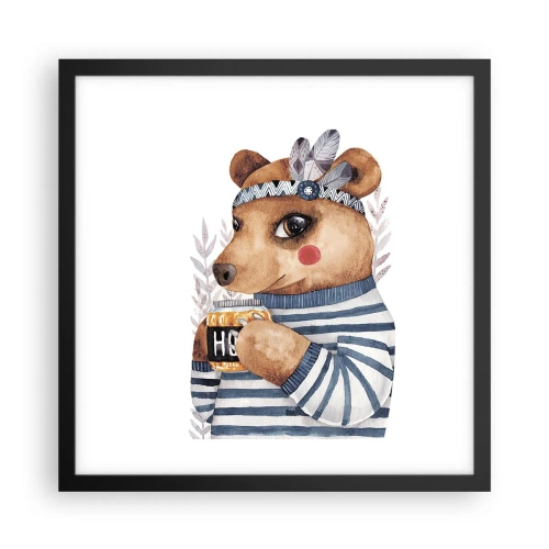 Plakát v černém rámu - Sladký medvídek - 40x40 cm