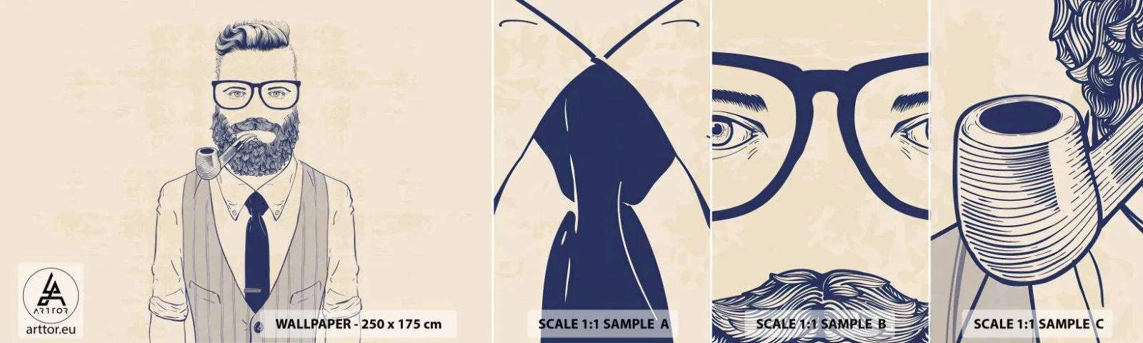 Vzor Fototapety Samolepicí Deluxe Sticker - Pohodový, mužský a módní - Muž, Abstrakce, Trubka - 100x30 cm