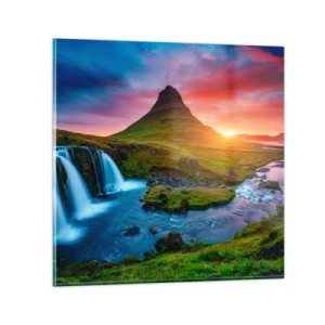 Obraz na skle - Island - oheň a voda - 30x30 cm