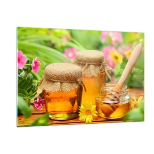 Obraz na skle - Sladce a květinově - 120x80 cm