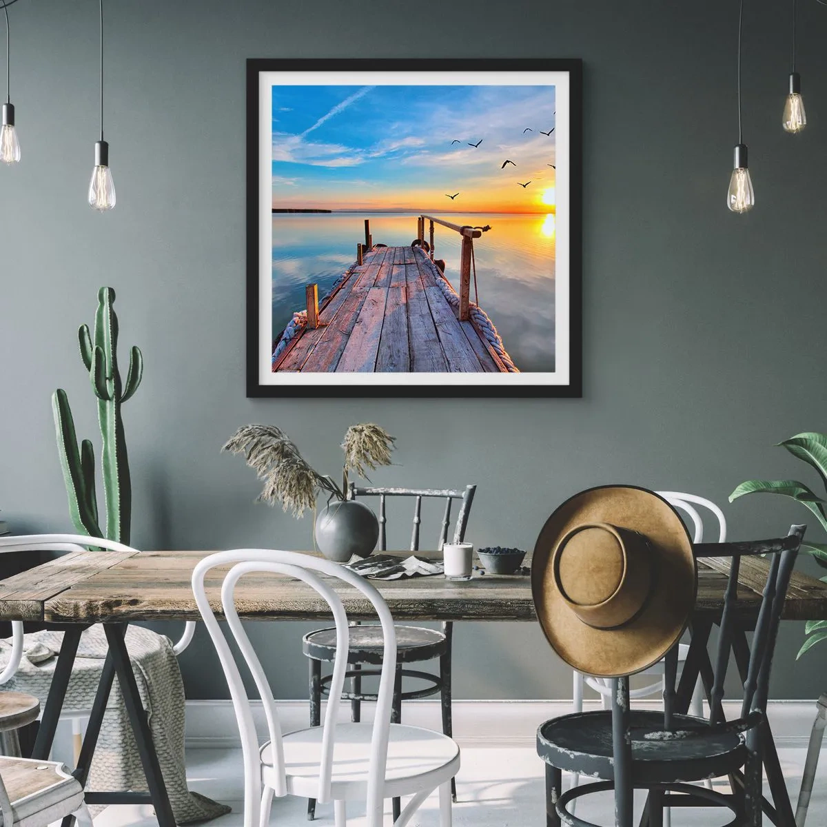 Plakát v černém rámu - Jít před sebe směrem ke slunci - 60x60 cm