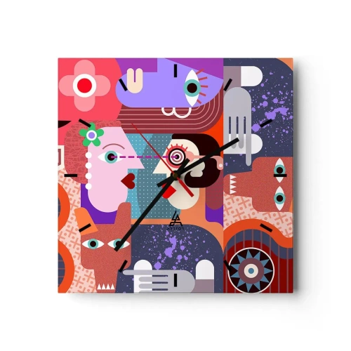 Nástěnné hodiny - Tváří v tvář - 30x30 cm