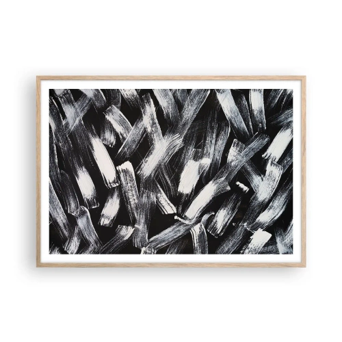 Plakát v rámu světlý dub - Abstrakce v industriálním duchu - 100x70 cm