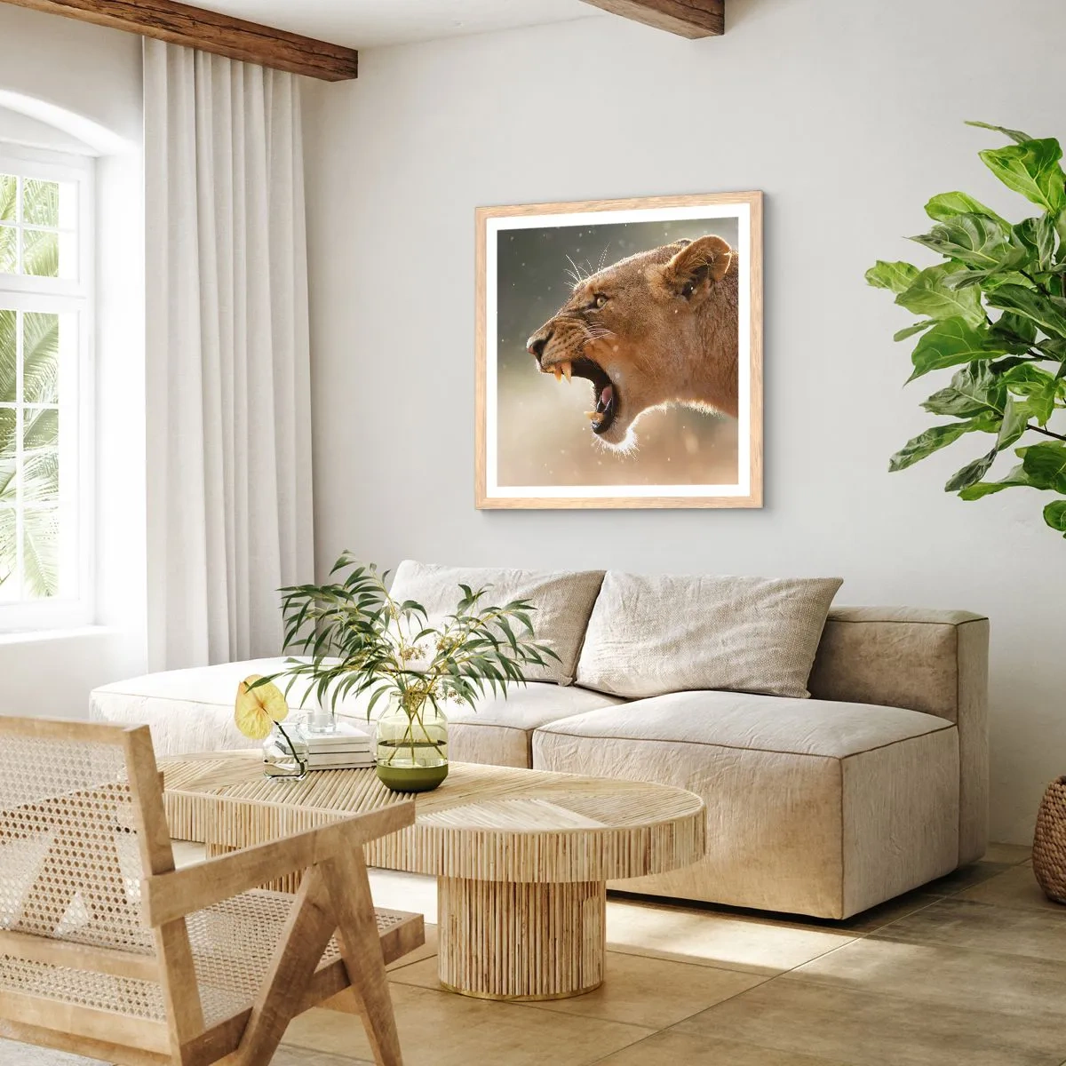 Plakát v rámu světlý dub - Snaž se neposlouchat - 50x50 cm