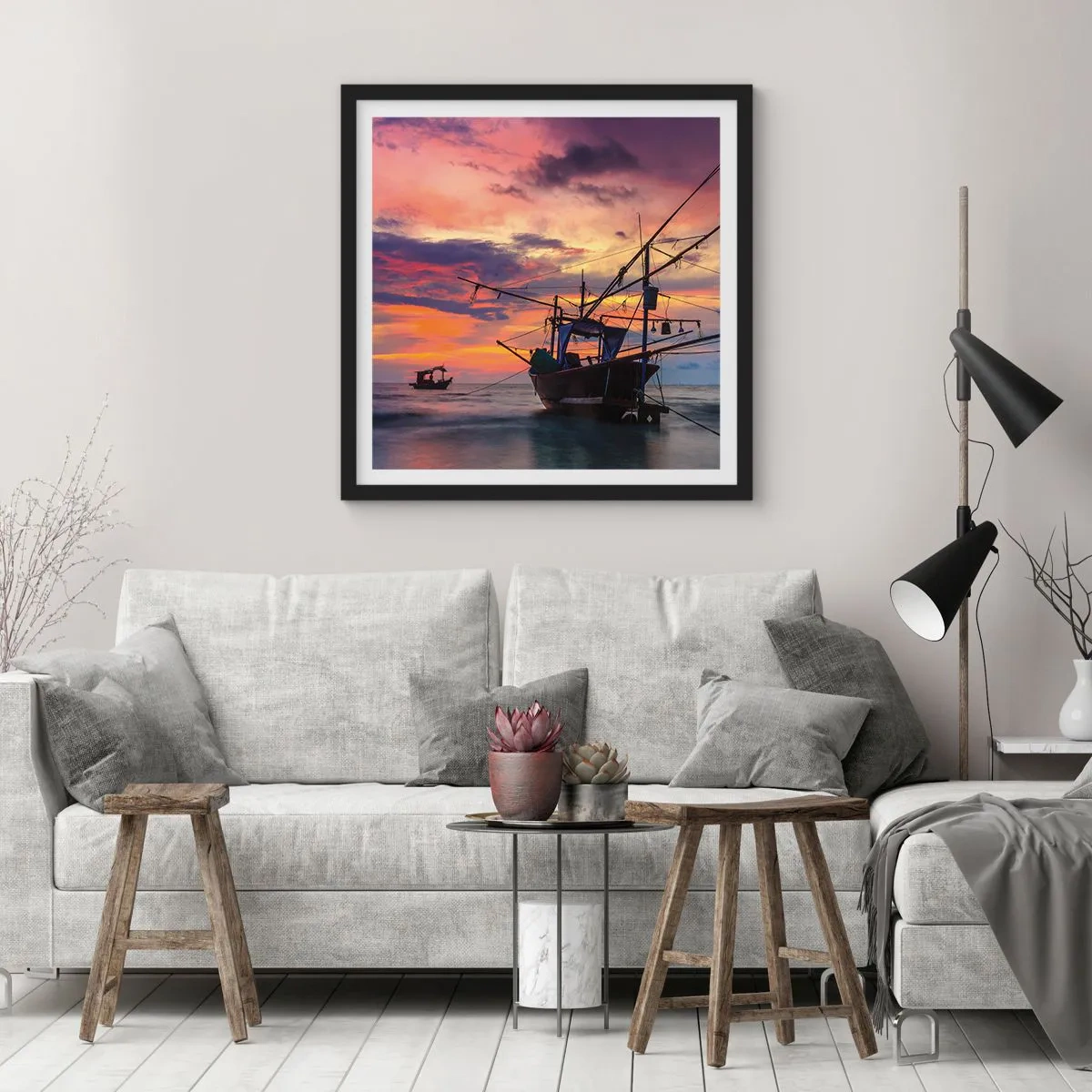Plakát v černém rámu - Exotický večer - 40x40 cm