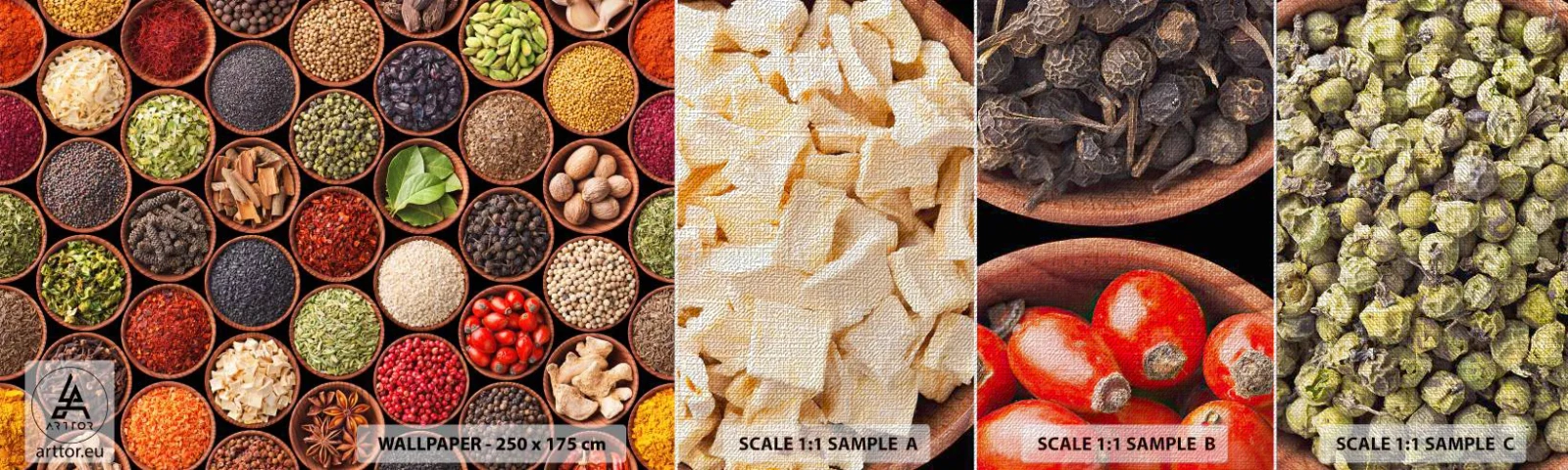 Vzor Fototapety Premium Canvas - Všechny chutě světa - Gastronomie, Koření, Sušené bylinky - 100x30 cm