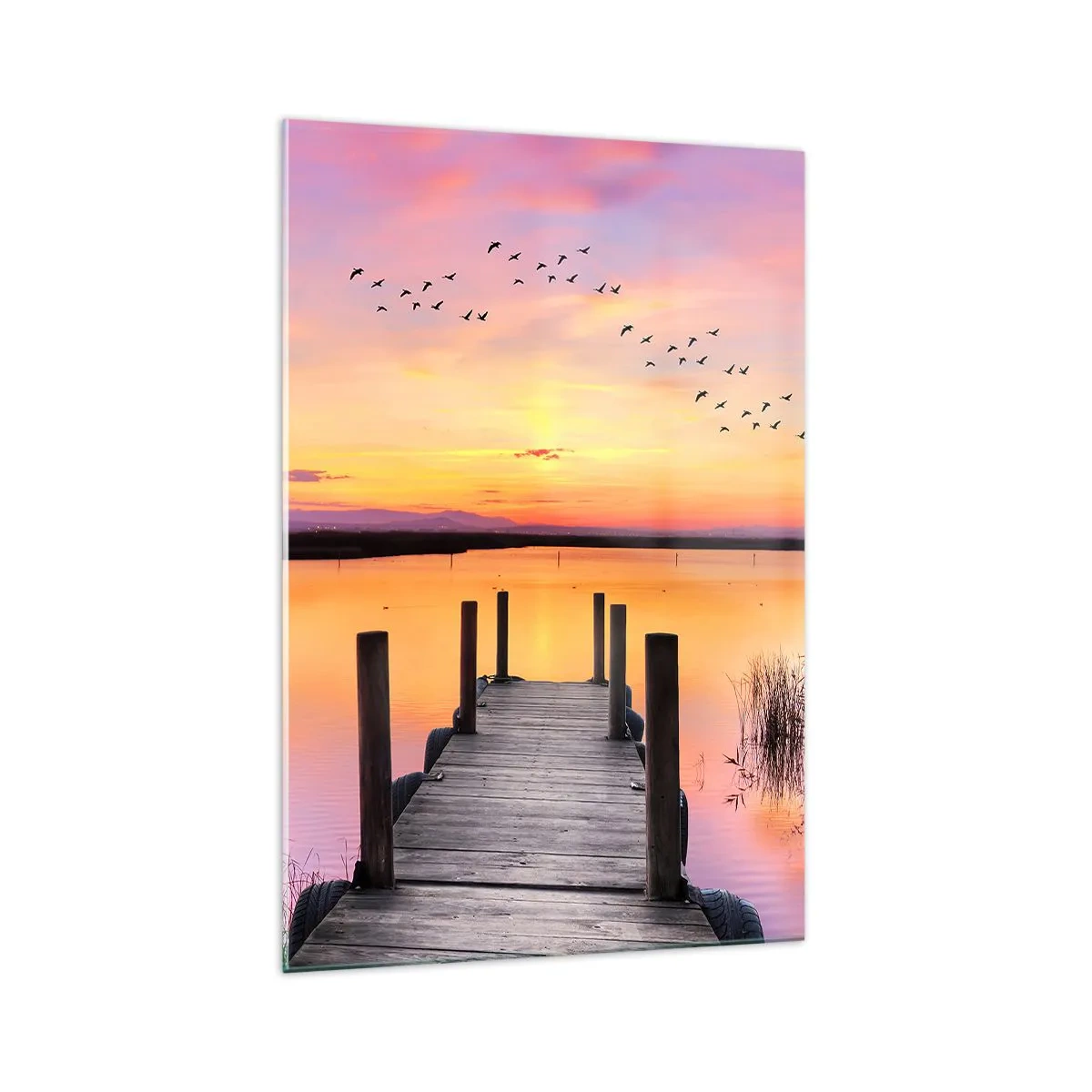 Obraz na skle - Fialové tiché svítání - 70x100 cm