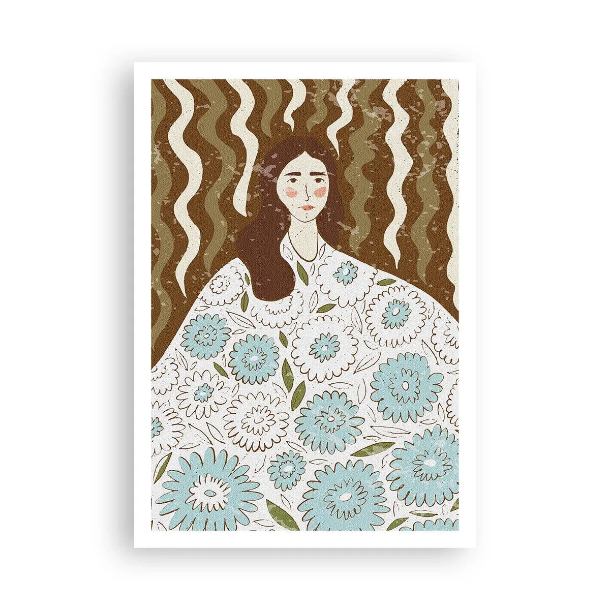 Plakát - Portrét v květinovém rouchu - 70x100 cm