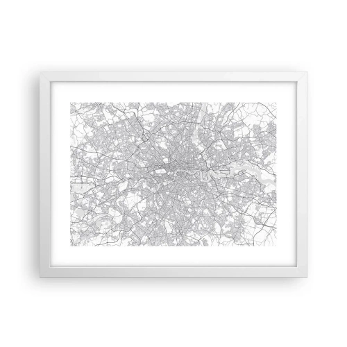 Plakát v bílém rámu - Mapa londýnského labyrintu - 40x30 cm