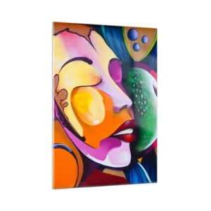 Obraz na skle - Dotknout se barvou - 50x70 cm