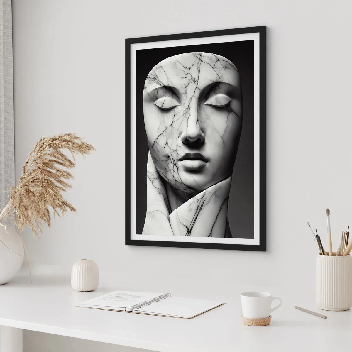 Plakát v černém rámu - Mramorové tvary - 40x50 cm
