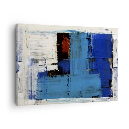 Obraz na plátně - Abstraktní kompozice v odstínech modré a bílé - 70x50cm - Tajemství modré - Moderní nástěnná dekorace do obývacího pokoje a ložnice ARTTOR
