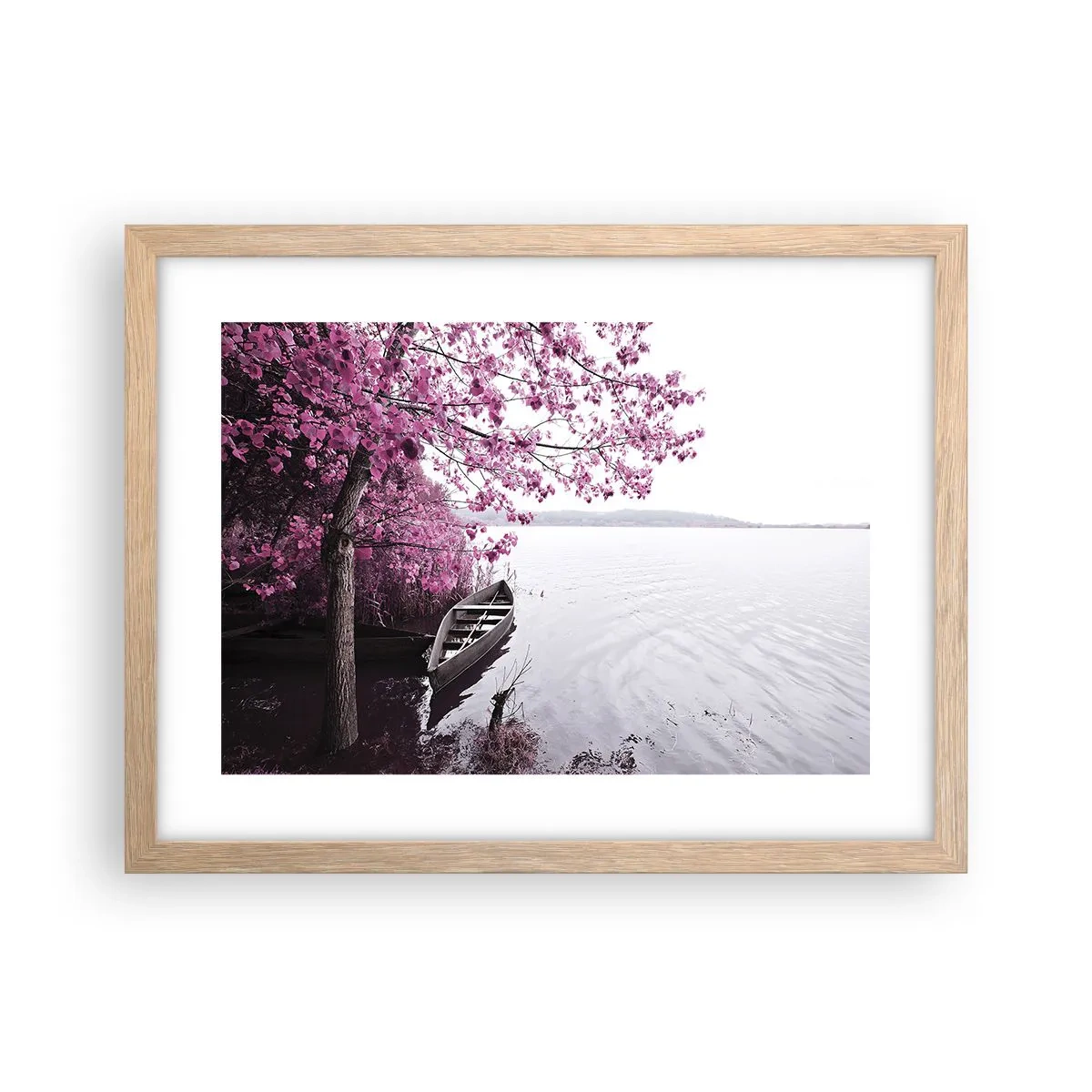 Plakát v rámu světlý dub - V růžovém tichu - 40x30 cm