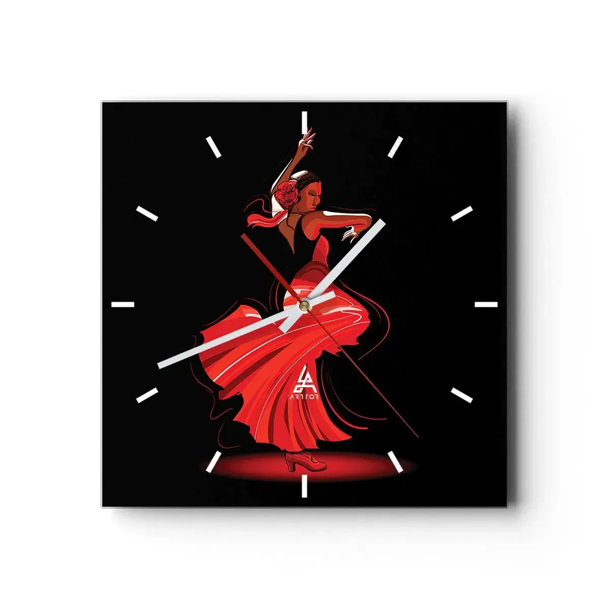 Nástěnné hodiny - Žhavá duše flamenco - 40x40 cm
