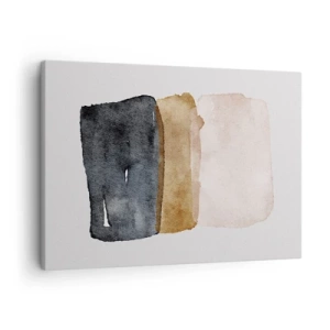Obraz na plátně - Minimalistická kompozice tří obdélníků v zemitých odstínech. - 70x50cm - Kompozice zemitých barev - Moderní nástěnná dekorace do obývacího pokoje a ložnice ARTTOR