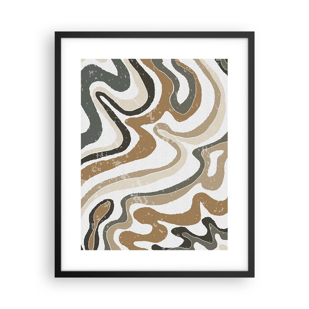 Plakát v černém rámu - Meandry zemitých barev - 40x50 cm