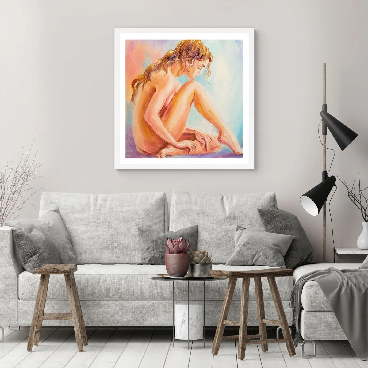 Plakát v bílém rámu - Akt mládí - 40x40 cm