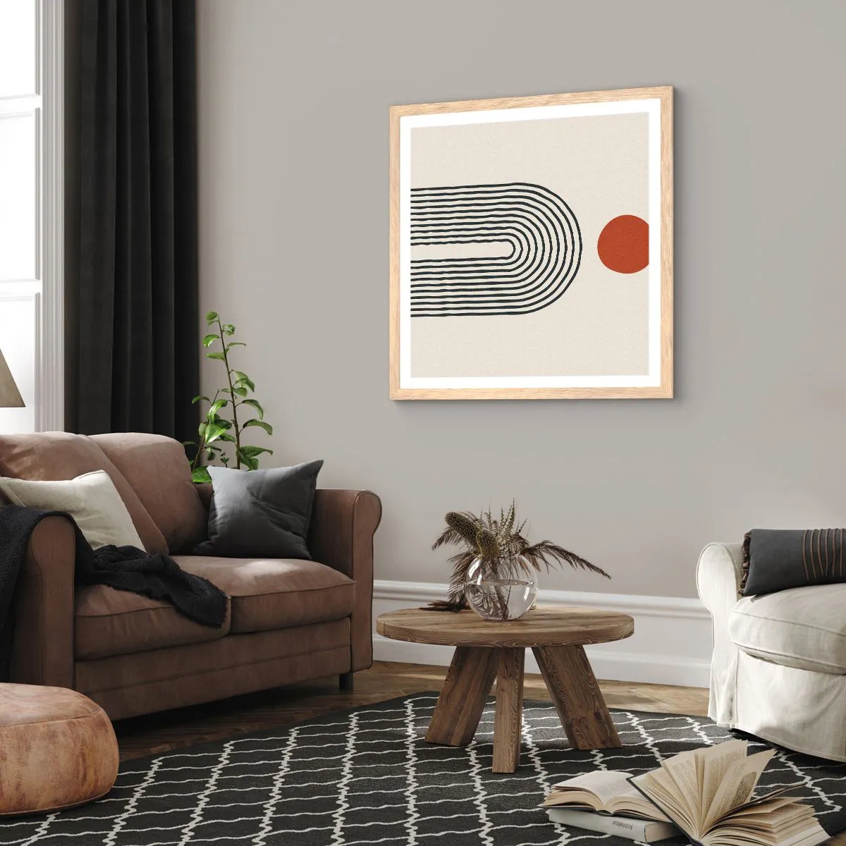 Plakát v rámu světlý dub - Magnetismus tvarů a barev - 60x60 cm