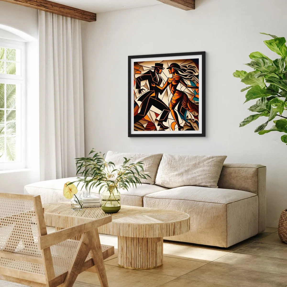 Plakát v černém rámu - Tanec vřelosti a vášně - 60x60 cm
