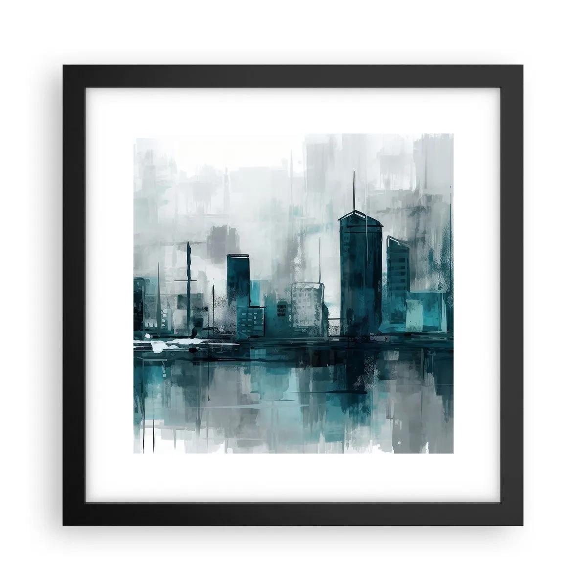 Plakát v černém rámu - Město v barvě deště - 30x30 cm