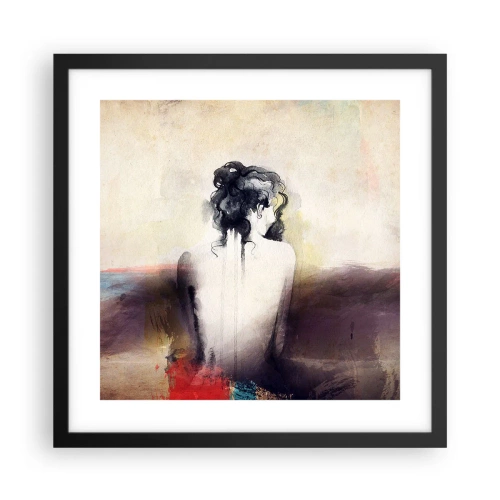 Plakát v černém rámu - Jemné linie, oválné tvary - 40x40 cm