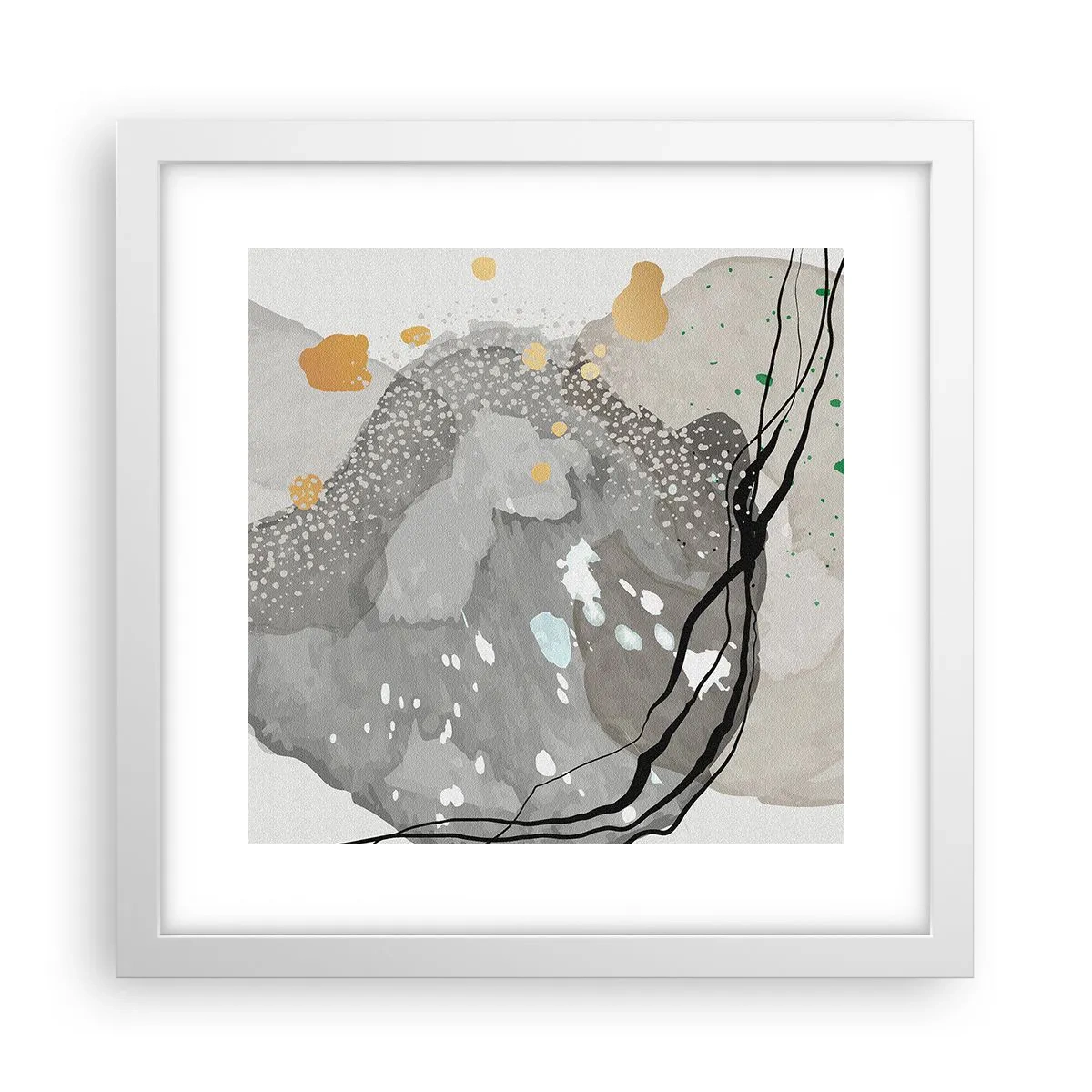 Plakát v bílém rámu - Organická kompozice - 30x30 cm