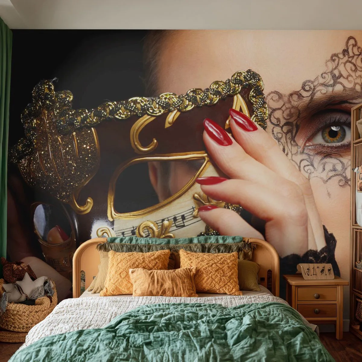 Fototapeta Samolepicí Deluxe Sticker - Můj svět je barokní - Žena, Benátská maska, Míč - 250x175 cm