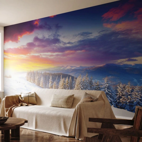 Fototapeta Premium Canvas - Za bílého dne - Krajina, hory, Zima - 400x280 cm