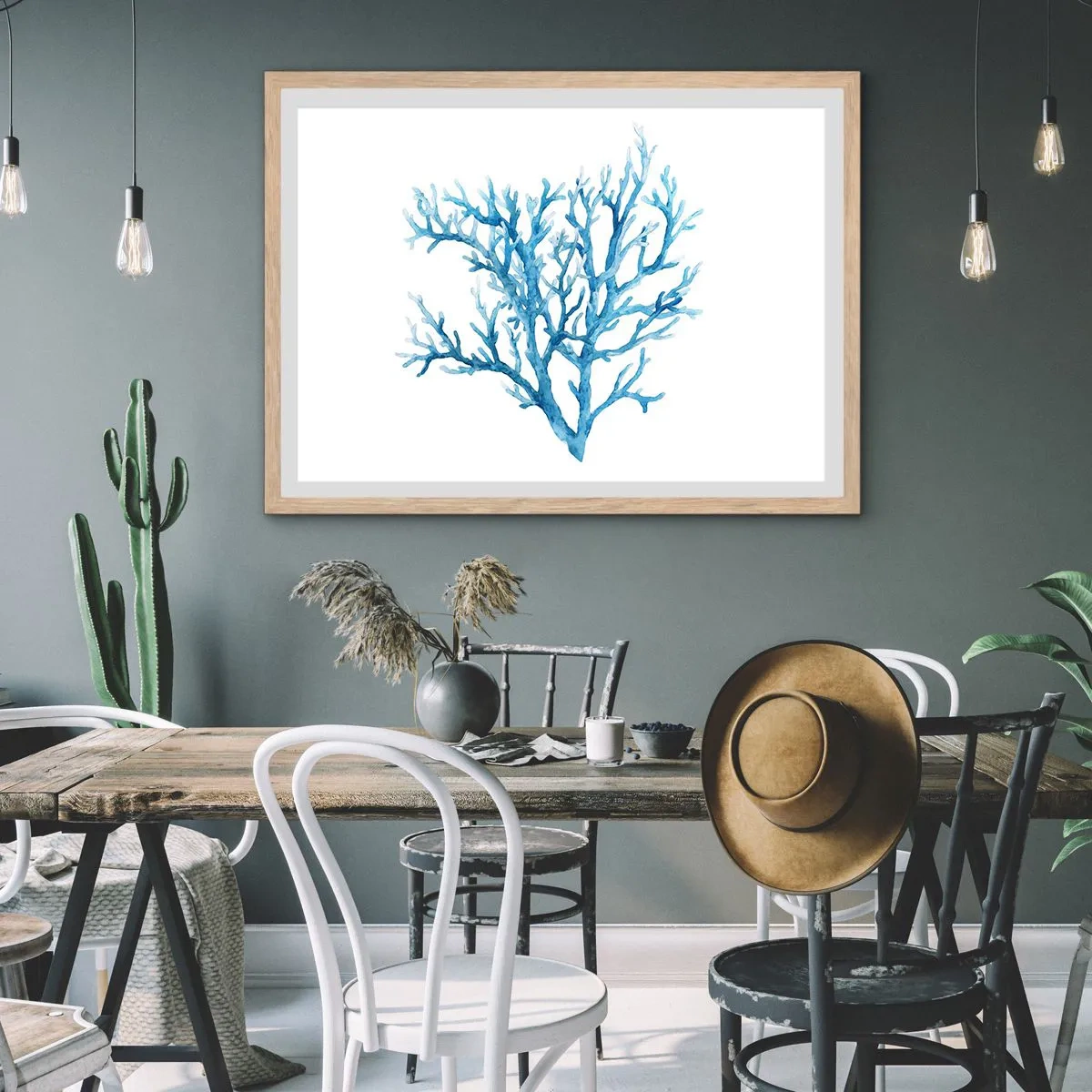 Plakát v rámu světlý dub - Mořský filigrán - 100x70 cm