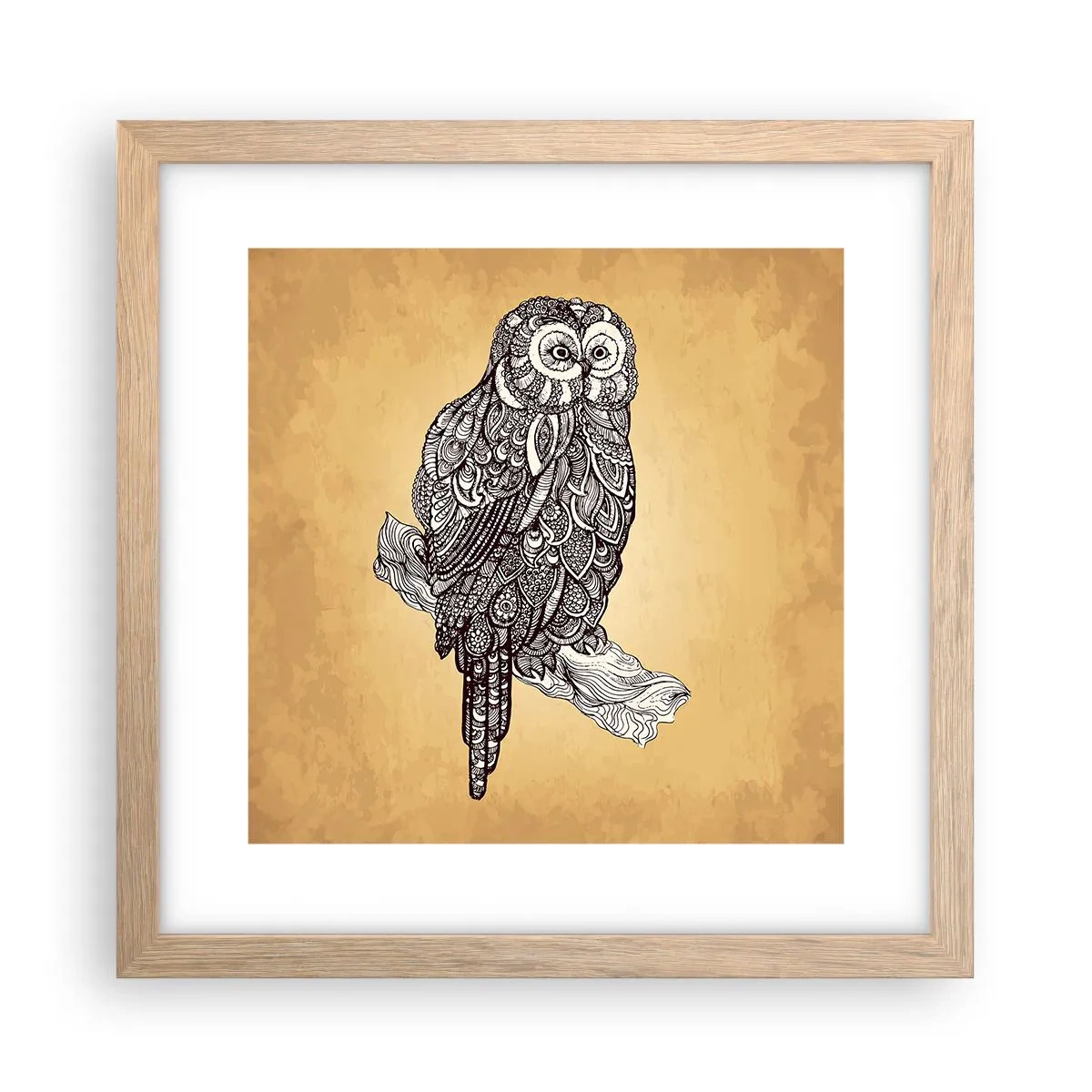Plakát v rámu světlý dub - Mistrovské ornamenty moudrosti - 30x30 cm