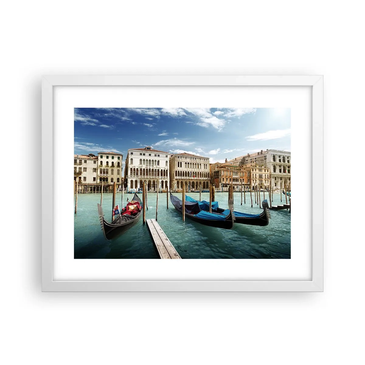 Plakát v bílém rámu - Paláce v modři - 40x30 cm