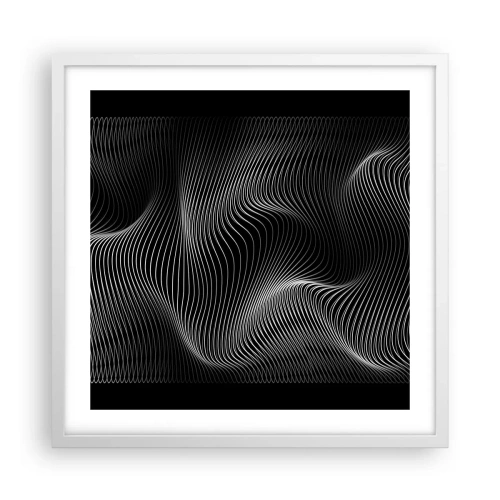 Plakát v bílém rámu - Tanec světla v prostoru - 50x50 cm