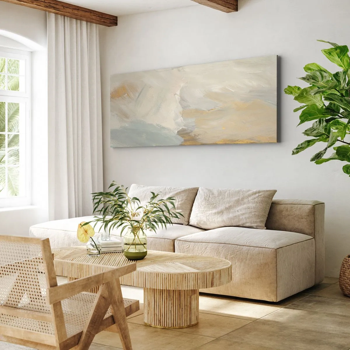 Obraz na plátně - Abstrakce – krajina něhy - 100x40 cm