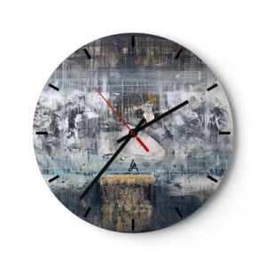 Nástěnné hodiny - Abstraktní kompozice v chladných odstínech s texturami - 30x30cm - Jako na ledě, tak i na hroudě - Moderní nástěnná dekorace do obývacího pokoje, kuchyně a ložnice ARTTOR