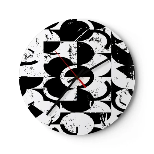 Nástěnné hodiny - Geometrický černobílý vzor s uměleckým charakterem - 30x30cm - Bílé je bílé a černé černé - Moderní nástěnná dekorace do obývacího pokoje, kuchyně a ložnice ARTTOR