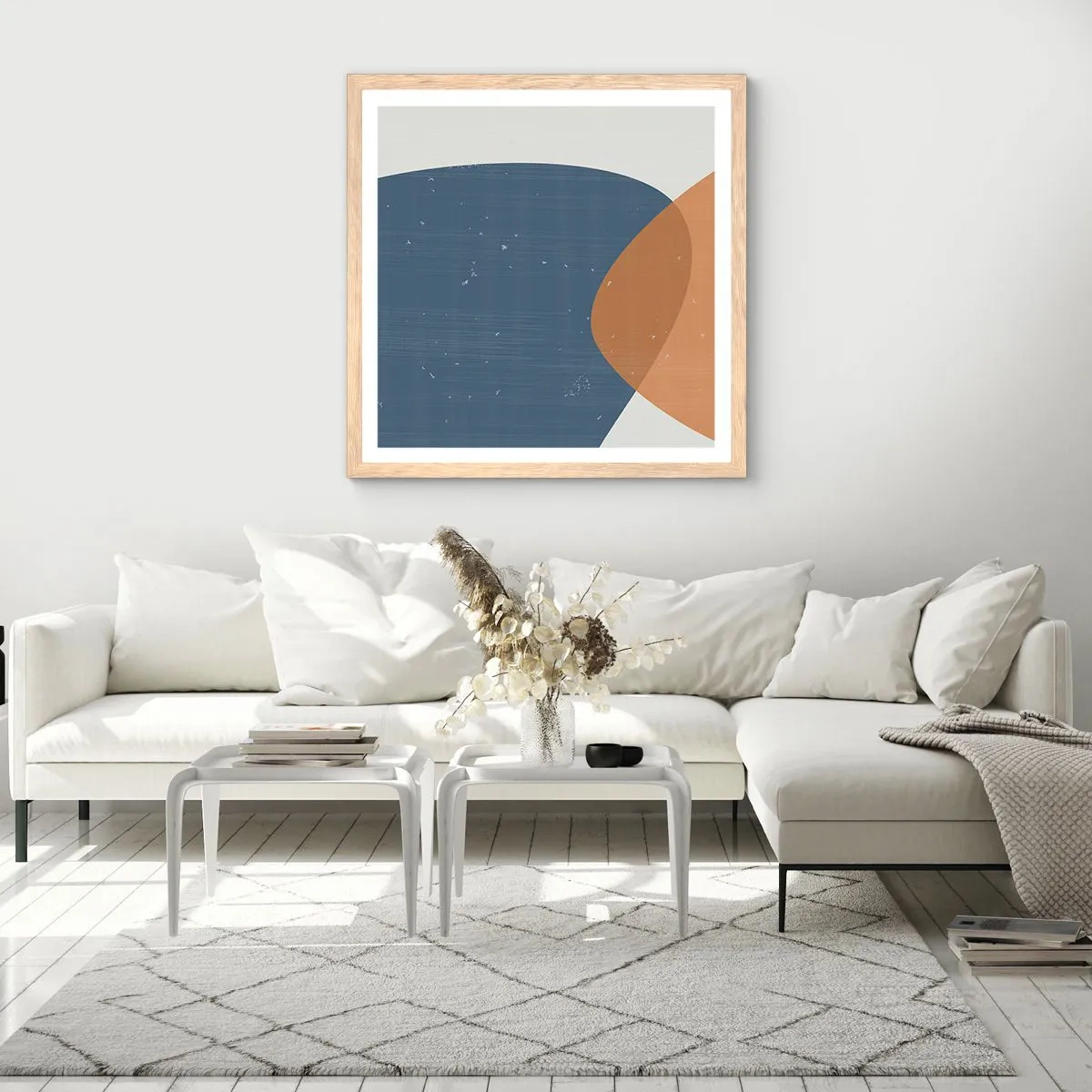 Plakát v rámu světlý dub - Ovály a vlivy - 30x30 cm