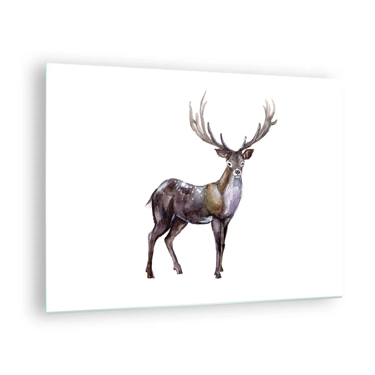 Obraz na skle - Elegantní akvarel jelen - 70x50cm - Král půlnoční pouště - Moderní nástěnná dekorace do obývacího pokoje a ložnice ARTTOR