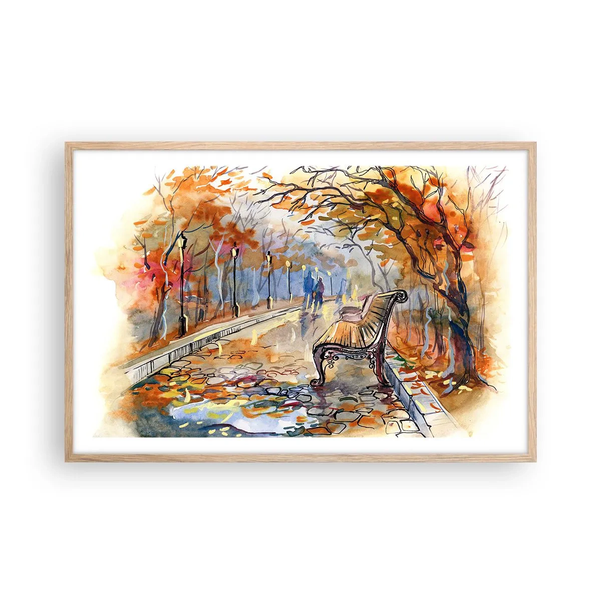 Plakát v rámu světlý dub - Společně putovat podzimem - 91x61 cm